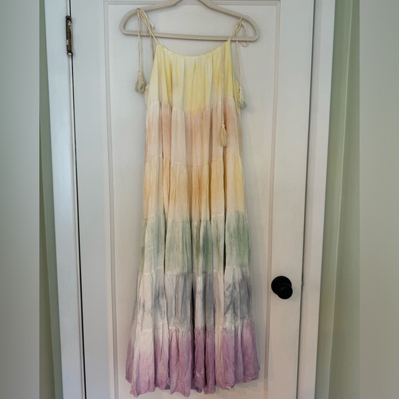 Storia Sea Breezy Tie Dye Maxi Dress With  Adjustable Tie Tassles Sz M - Picture 3 of 4